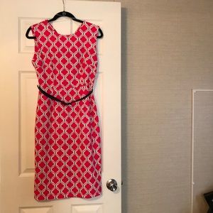 Pink/white/navy pencil dress